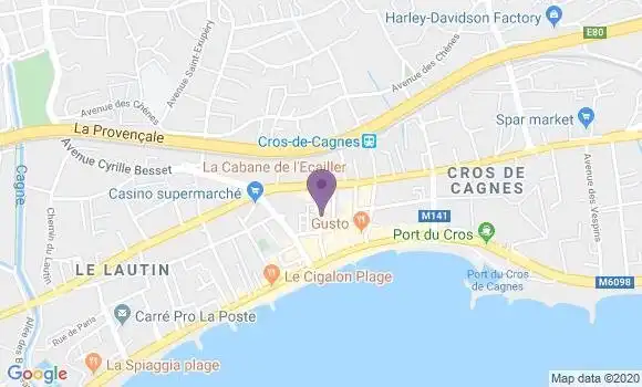 Localisation BNP Paribas Agence de Cros de Cagnes