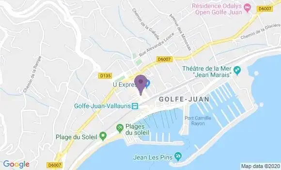 Localisation BNP Paribas Agence de Golfe Juan
