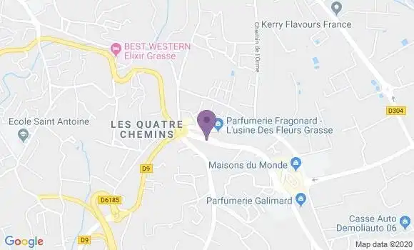 Localisation BNP Paribas Agence de Grasse Quatre Chemins