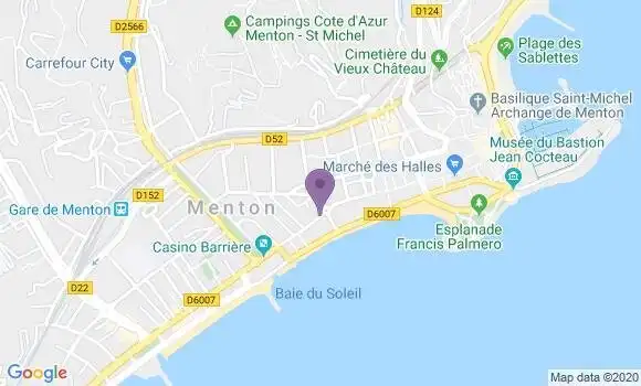 Localisation BNP Paribas Agence de Menton