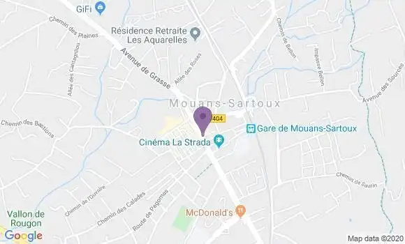 Localisation BNP Paribas Agence de Mouans Sartoux