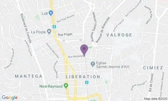 Localisation BNP Paribas Agence de Nice Borriglione