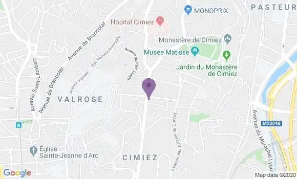 Localisation BNP Paribas Agence de Nice Cimiez