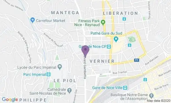 Localisation BNP Paribas Agence de Nice Gambetta