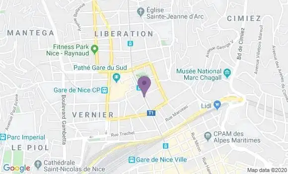 Localisation BNP Paribas Agence de Nice Libération