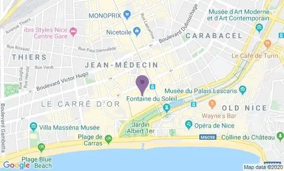 Localisation BNP Paribas Agence de Nice Massena