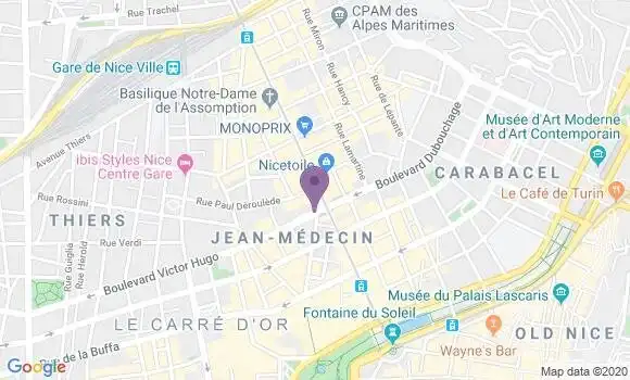 Localisation BNP Paribas Agence de Nice Victor Hugo