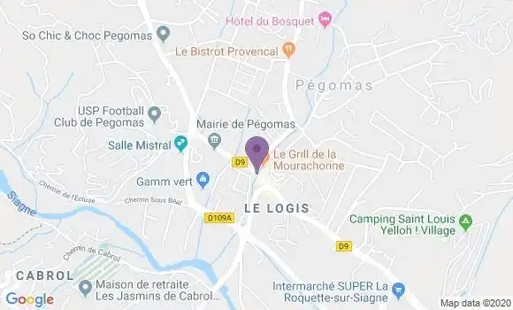 Localisation BNP Paribas Agence de Pégomas