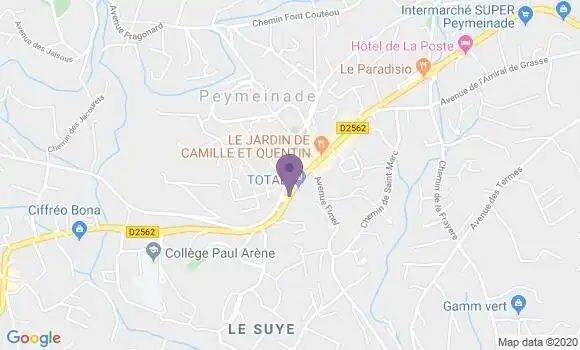 Localisation BNP Paribas Agence de Peymeinade