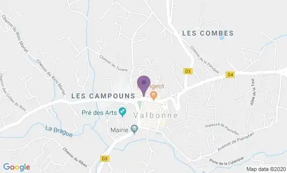 Localisation BNP Paribas Agence de Valbonne