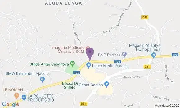 Localisation BNP Paribas Agence de Mezzavia
