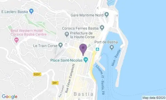 Localisation BNP Paribas Agence de Bastia