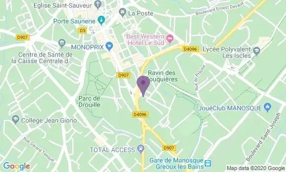 Localisation BNP Paribas Agence de Manosque