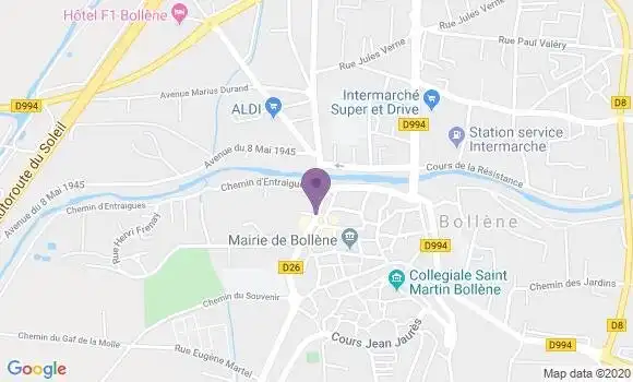 Localisation BNP Paribas Agence de Bollène