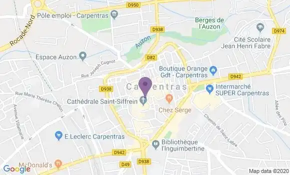 Localisation BNP Paribas Agence de Carpentras