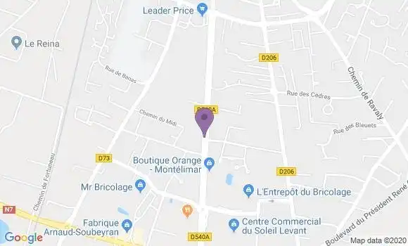 Localisation BNP Paribas Agence de Montélimar Porte de Provence