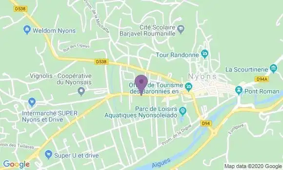 Localisation BNP Paribas Agence de Nyons