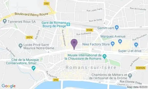Localisation BNP Paribas Agence de Romans sur Isère