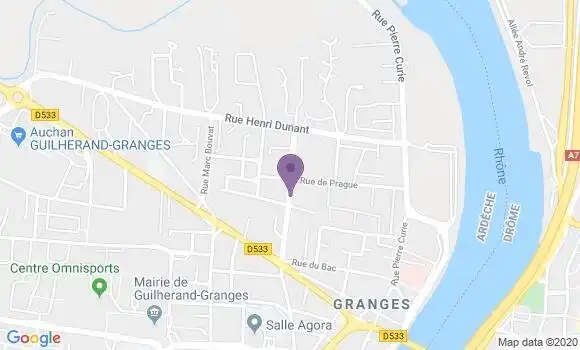 Localisation BNP Paribas Agence de Guilherand Granges