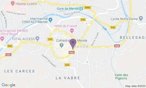 Localisation BNP Paribas Agence de Mende