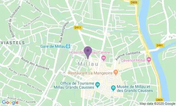 Localisation BNP Paribas Agence de Millau