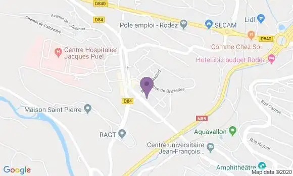 Localisation BNP Paribas Agence de Rodez Bourran
