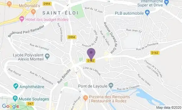 Localisation BNP Paribas Agence de Rodez Sacré Coeur