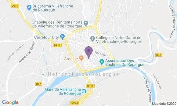 Localisation BNP Paribas Agence de Villefranche de Rouergue