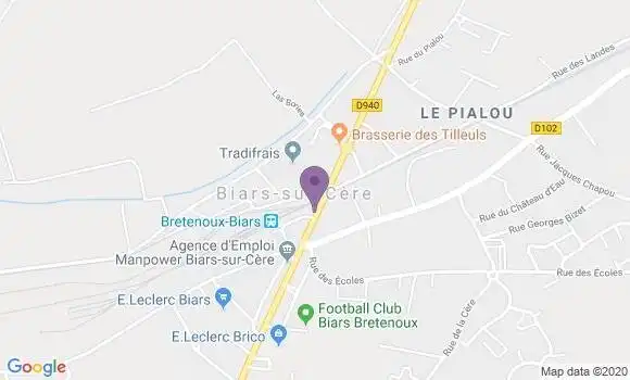 Localisation BNP Paribas Agence de Biars sur Cère