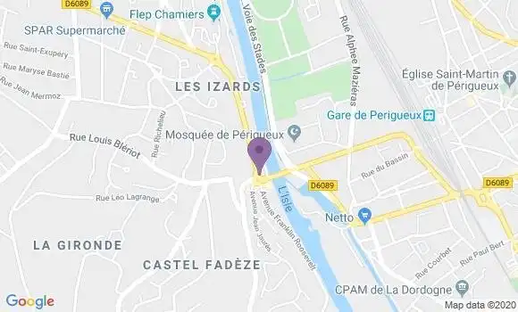 Localisation BNP Paribas Agence de Périgueux Montaigne