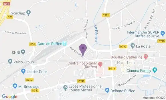 Localisation BNP Paribas Agence de Ruffec