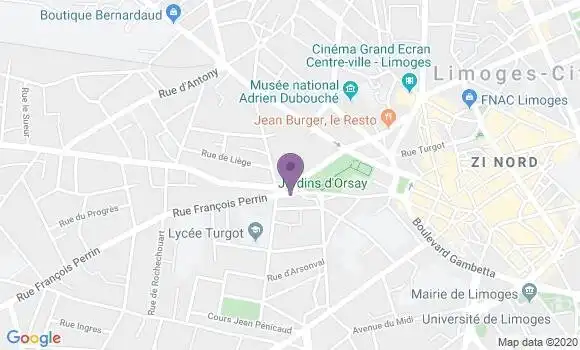 Localisation BNP Paribas Agence de Limoges Carmes