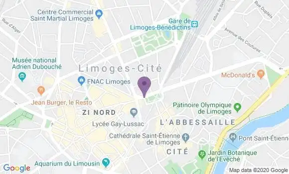 Localisation BNP Paribas Agence de Limoges Jourdan