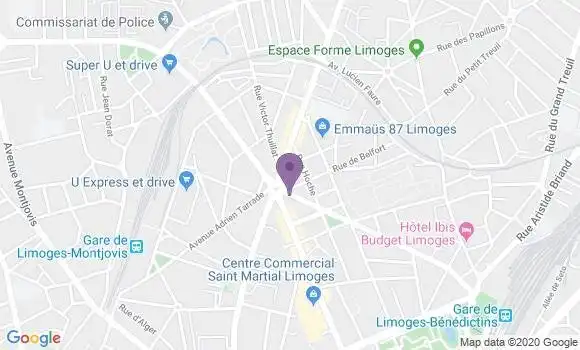 Localisation BNP Paribas Agence de Limoges Marceau