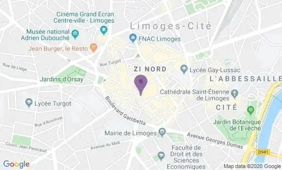 Localisation BNP Paribas Agence de Limoges Place des Bancs