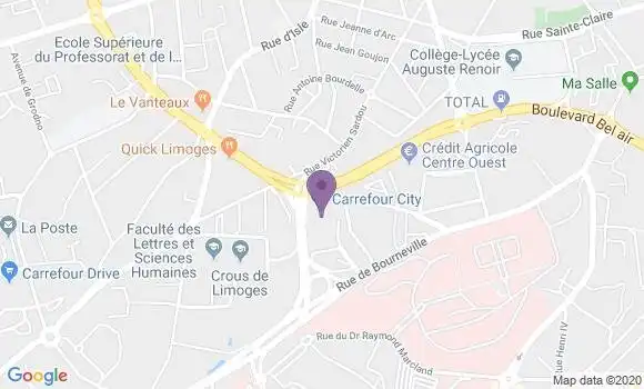 Localisation BNP Paribas Agence de Limoges Vanteaux