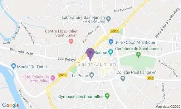 Localisation BNP Paribas Agence de Saint Junien