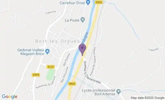 Localisation BNP Paribas Agence de Bort les Orgues
