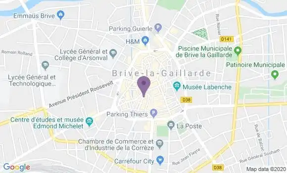 Localisation BNP Paribas Agence de Brive la Gaillarde Hôtel de Ville