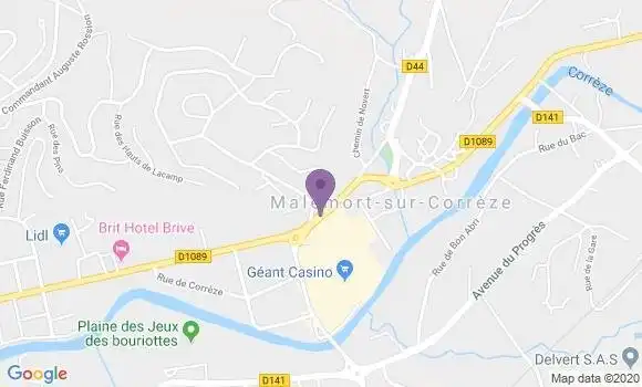 Localisation BNP Paribas Agence de Malemort sur Corrèze