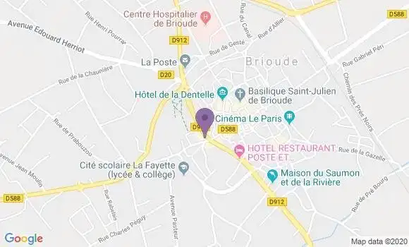 Localisation BNP Paribas Agence de Brioude