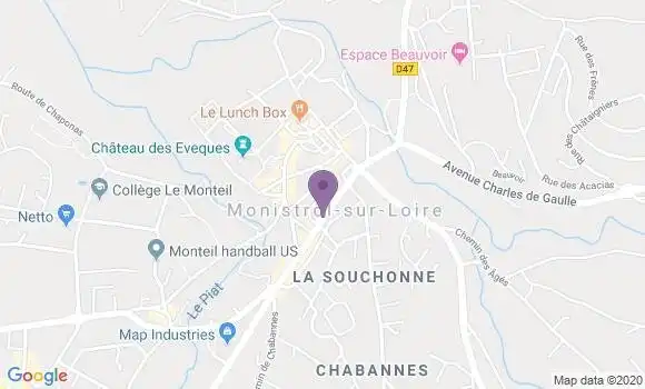 Localisation BNP Paribas Agence de Monistrol sur Loire