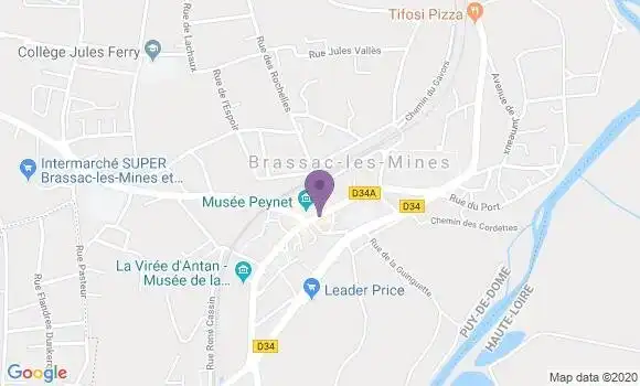 Localisation BNP Paribas Agence de Brassac les Mines