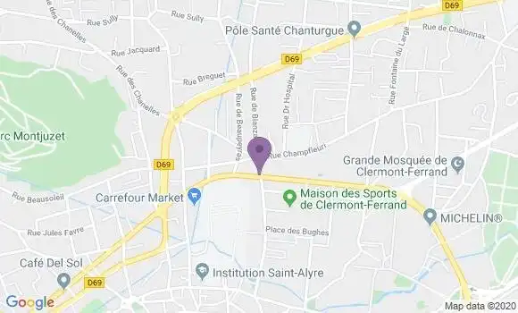 Localisation BNP Paribas Agence de Clermont Ferrand les Bughes