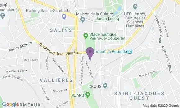 Localisation BNP Paribas Agence de Clermont Ferrand les Salins