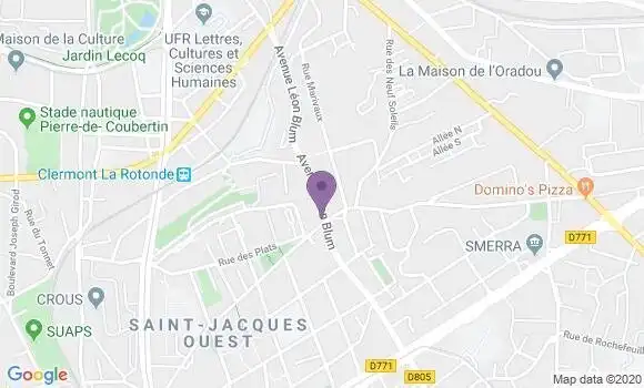 Localisation BNP Paribas Agence de Clermont Ferrand Neufs Soleils