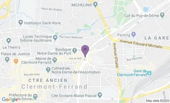 Localisation BNP Paribas Agence de Clermont Ferrand Place Delille