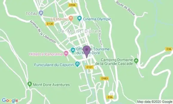 Localisation BNP Paribas Agence de Le Mont Dore