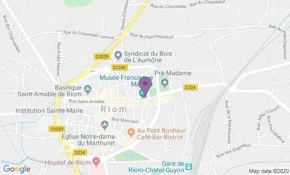Localisation BNP Paribas Agence de Riom