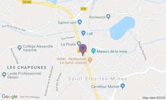 Localisation BNP Paribas Agence de Saint Eloy les Mines